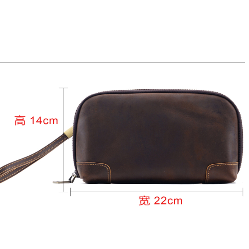 Wristlet Wallet Zipper - Vintage 100% Genuine Leather Zipper Wristlet