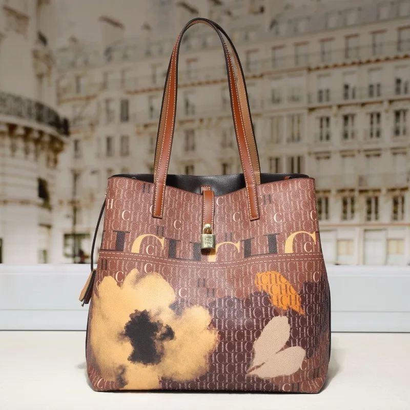 Luxury Women Elegant Large Cap - Tote Bag Leather Monogram ulasan dan harga