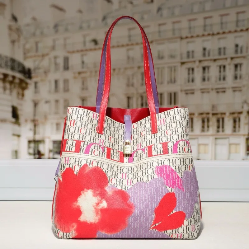 Luxury Women Elegant Large Cap - Tote Bag Leather Monogram ulasan dan harga