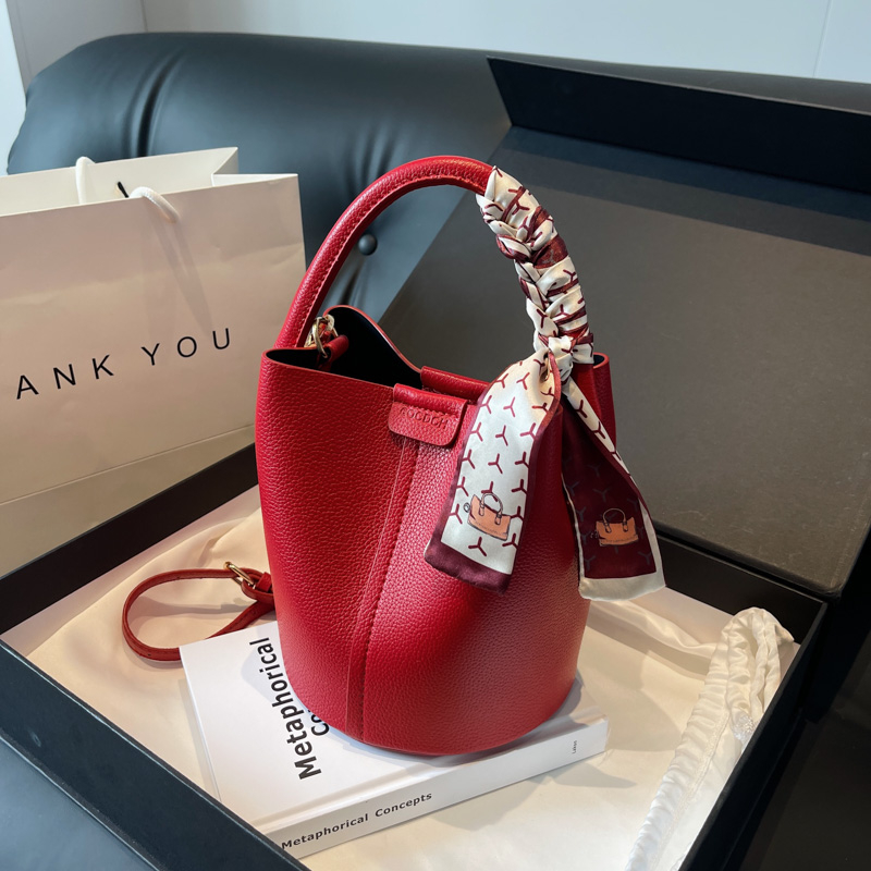 Red PU Bucket Shoulder and Cro - Luxury Bags Sale ulasan dan harga