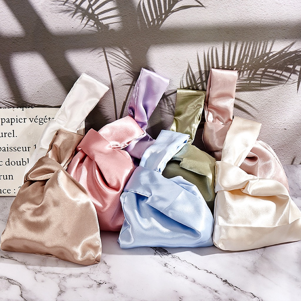 Women Silk Satin Knot Wrist Ba - Luxury Bags Japan ulasan dan harga