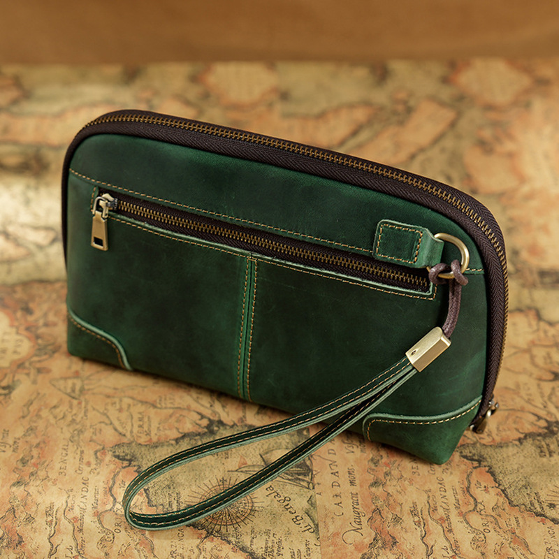 Vintage 100% Genuine Leather Z - Wristlet Wallet Zipper ulasan dan harga