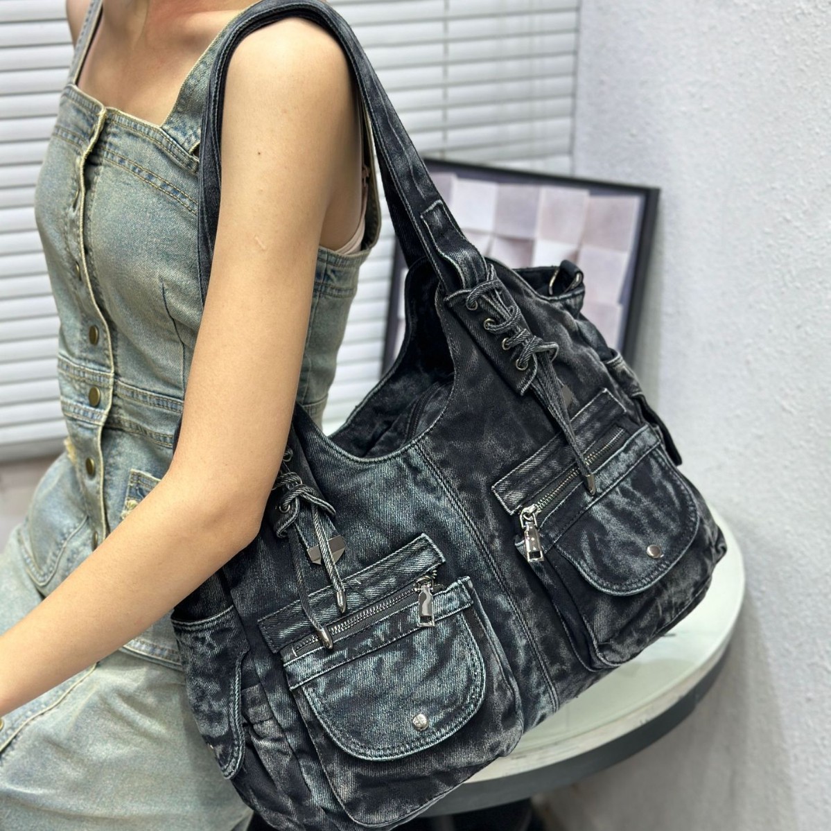 Women's Denim Bag Y2K Vintage  - Wristlet Wallet Zipper ulasan dan harga