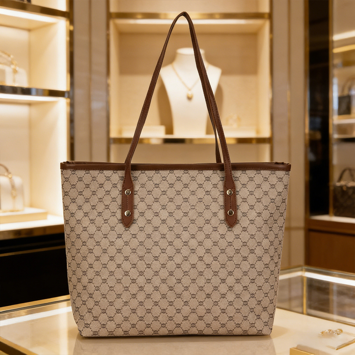 Luxury Vintage Women Tote Bag  - Tote Bag Leather Monogram ulasan dan harga