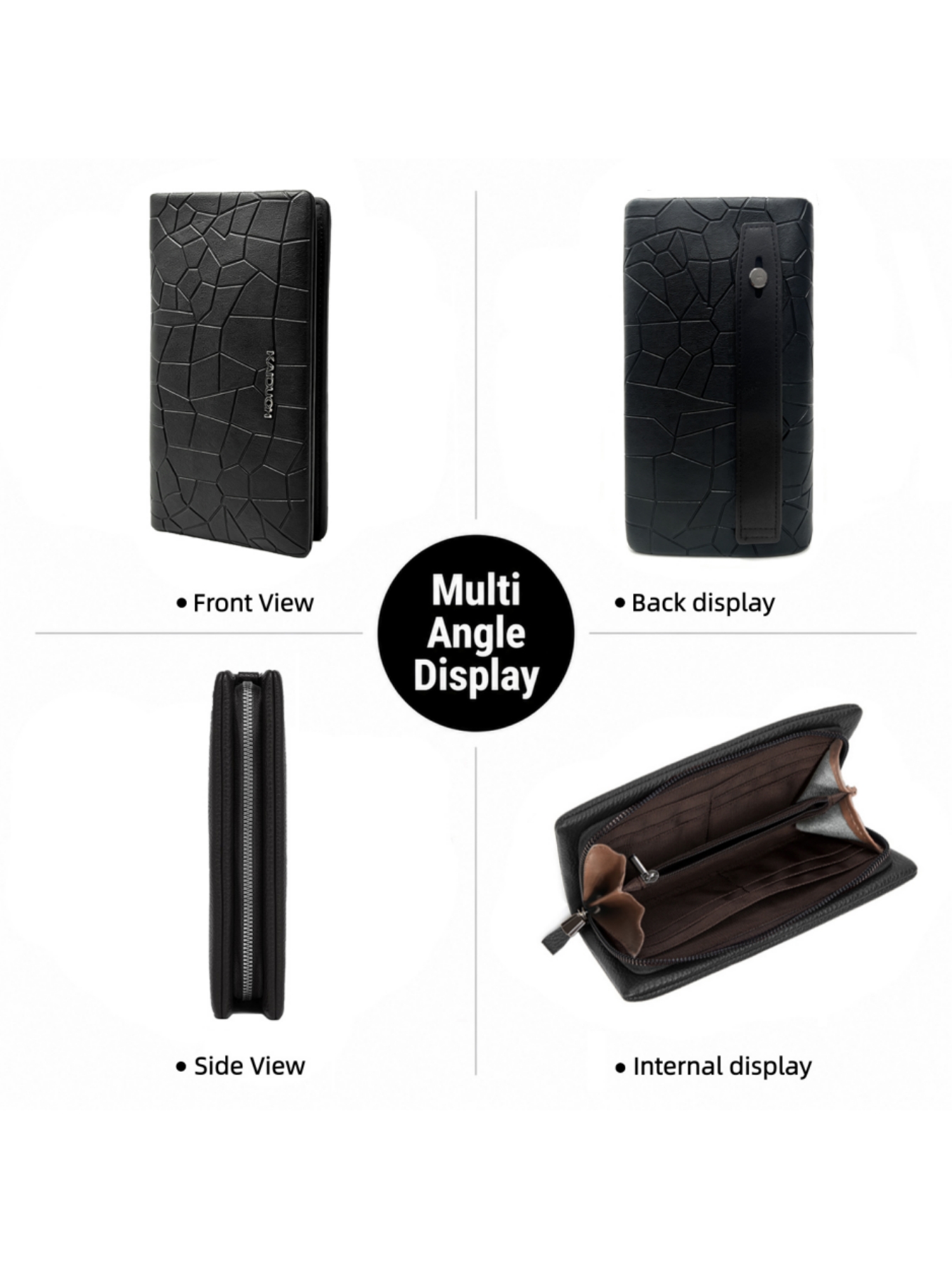 Men Geometric Stone Pattern PU - Wristlet Wallet Zipper ulasan dan harga