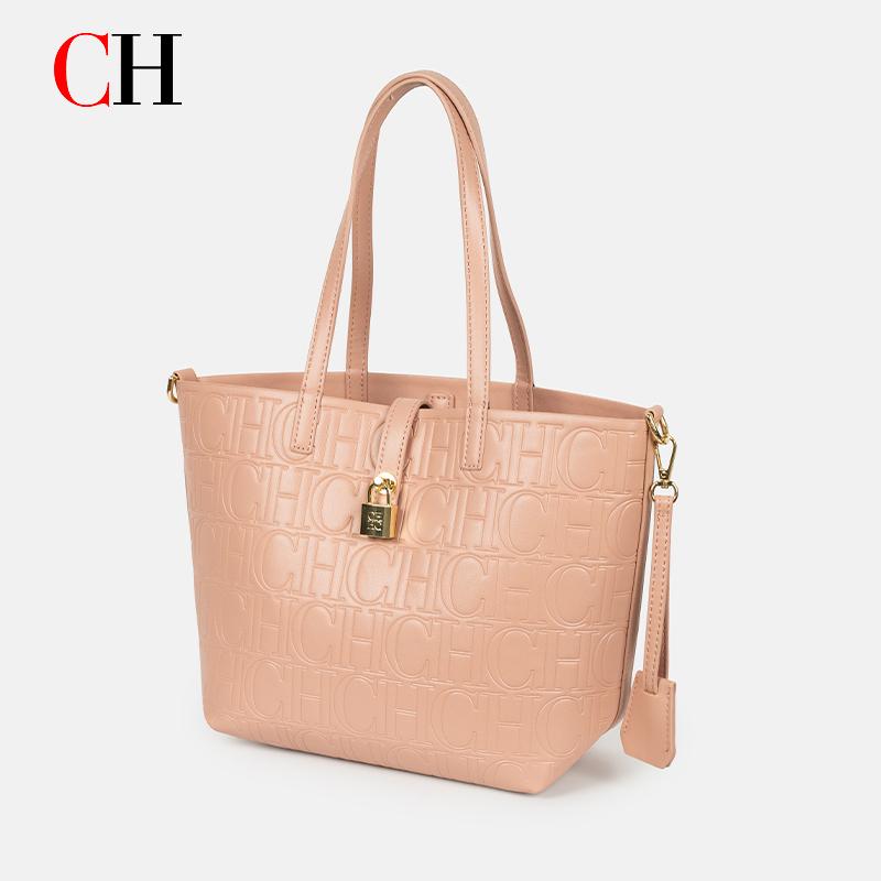 CH Embossed Monogram Tote Bag  - Tote Bag Leather Monogram ulasan dan harga