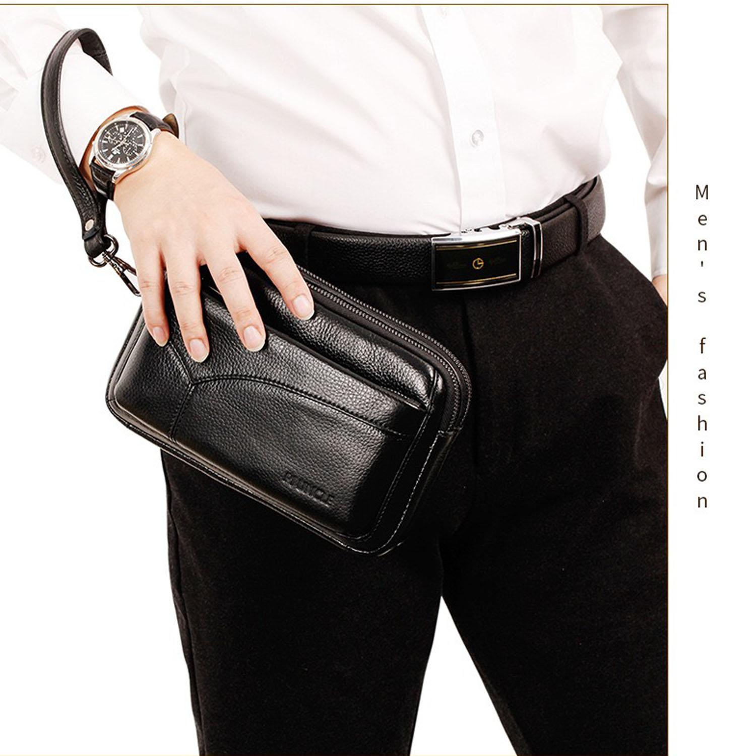 Men's Genuine Leather Fashion  - Wristlet Wallet Zipper ulasan dan harga